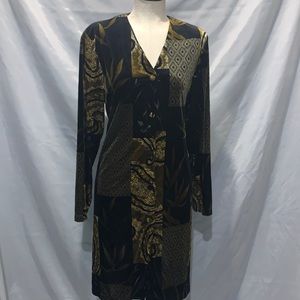 Black and brown velvet design dress